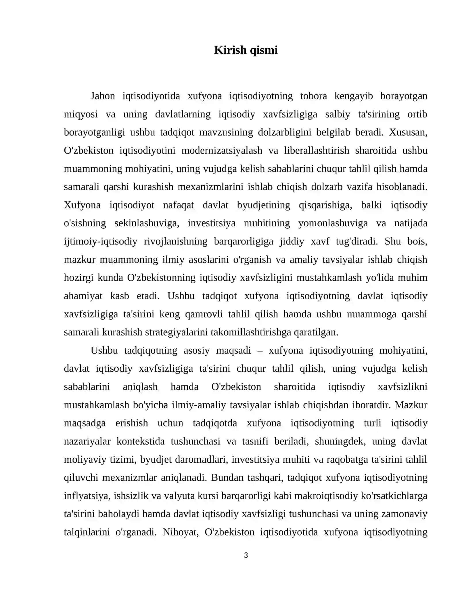 Davlatning iqtisodiy xavfsizligiga xufyona iqtisodiyotning ta'siri va ularning vujudga kelish sabablari 4