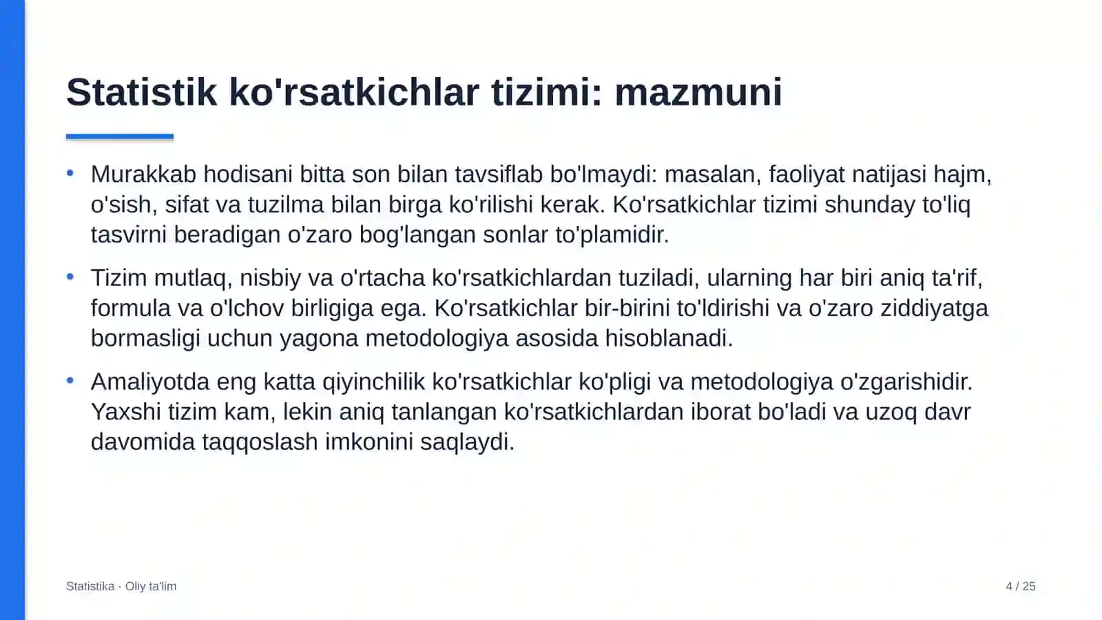 Statistika · Oliy Ta'lim 4