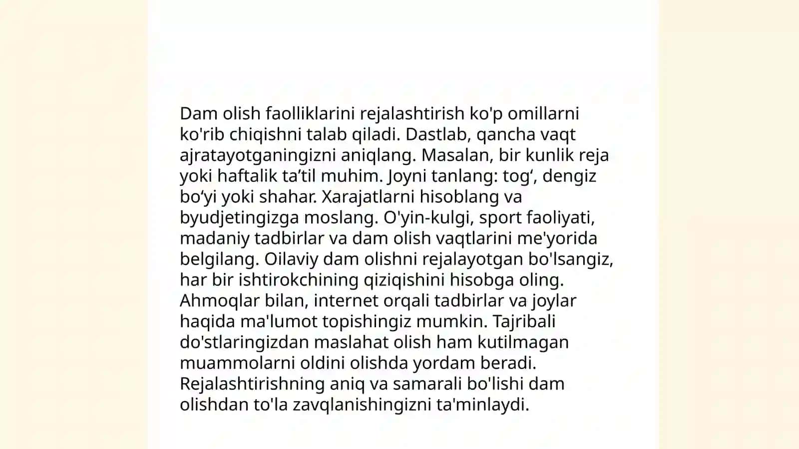 Dam olishni rejalashtirish tizimini loyihalash 4