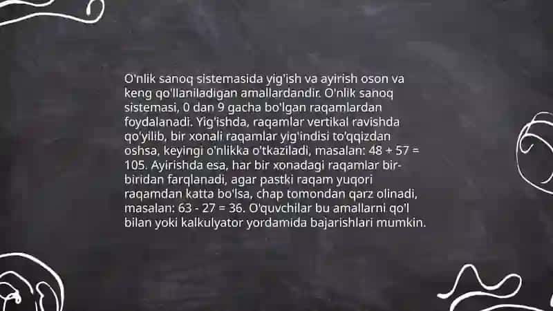O'nlik sanoq sistemasida raqamlar 4