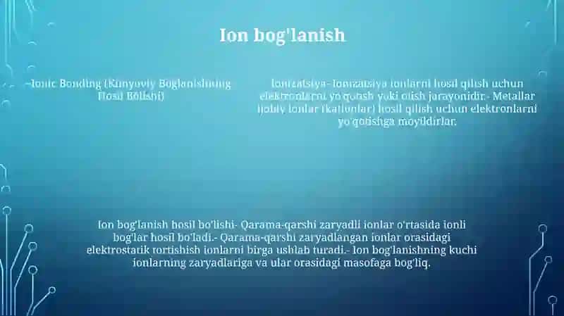 Kimyoviy Boğlanishning Hosil Bõlishi 4