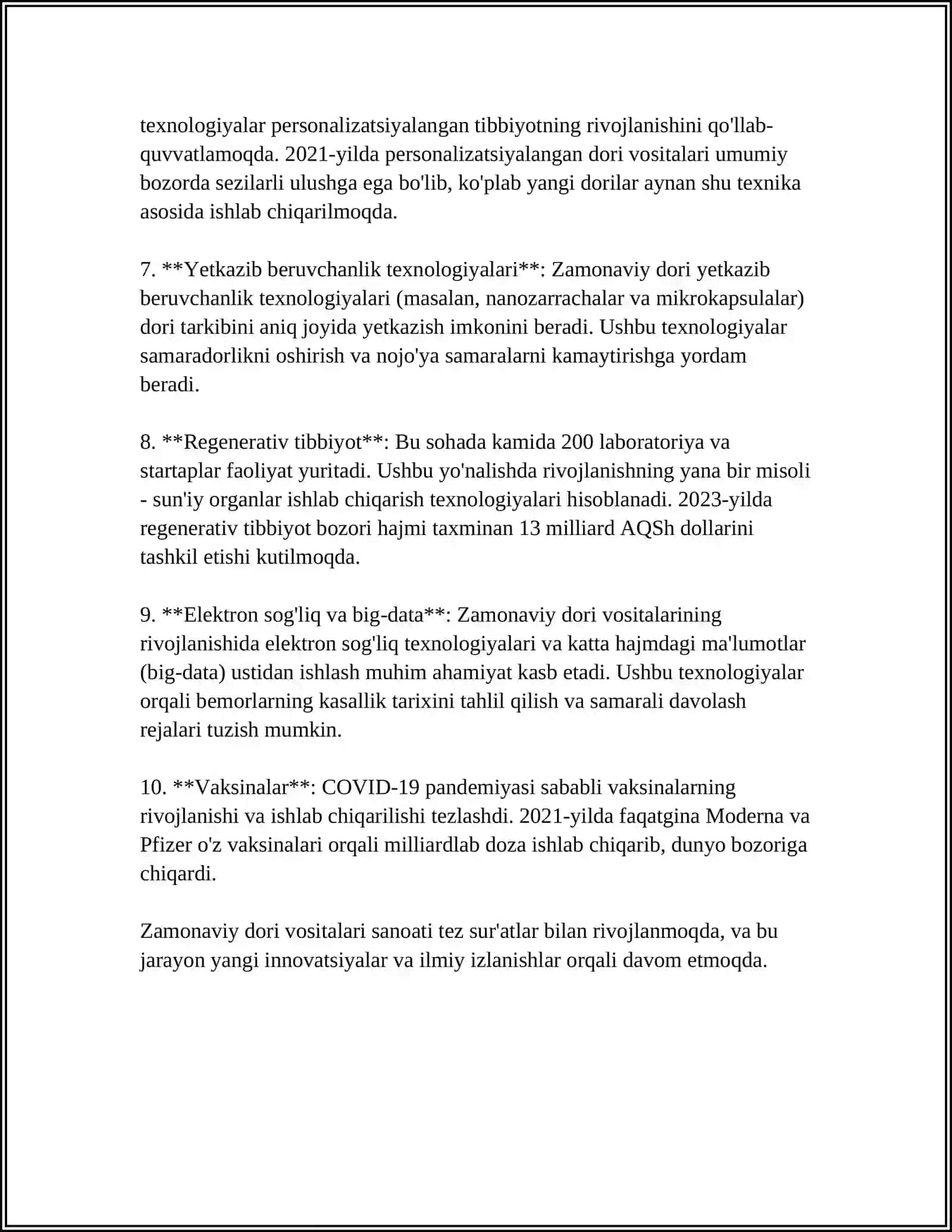 QON O‘RNINI BOSUVCHI ZAMONAVIY DORI VOSITALARI 4