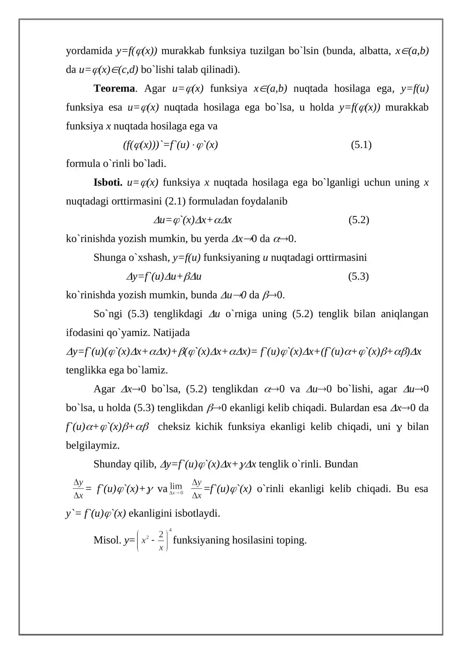 TESKARI FUNKTSIYANING HOSILASI 4