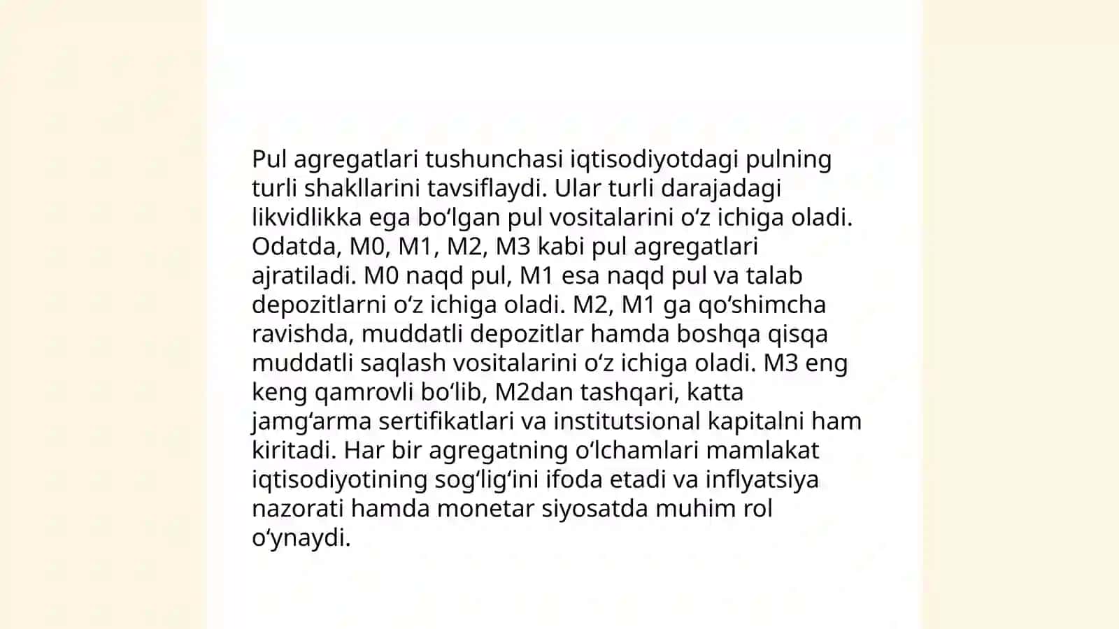 Pul massasi va pul agregatlari 4