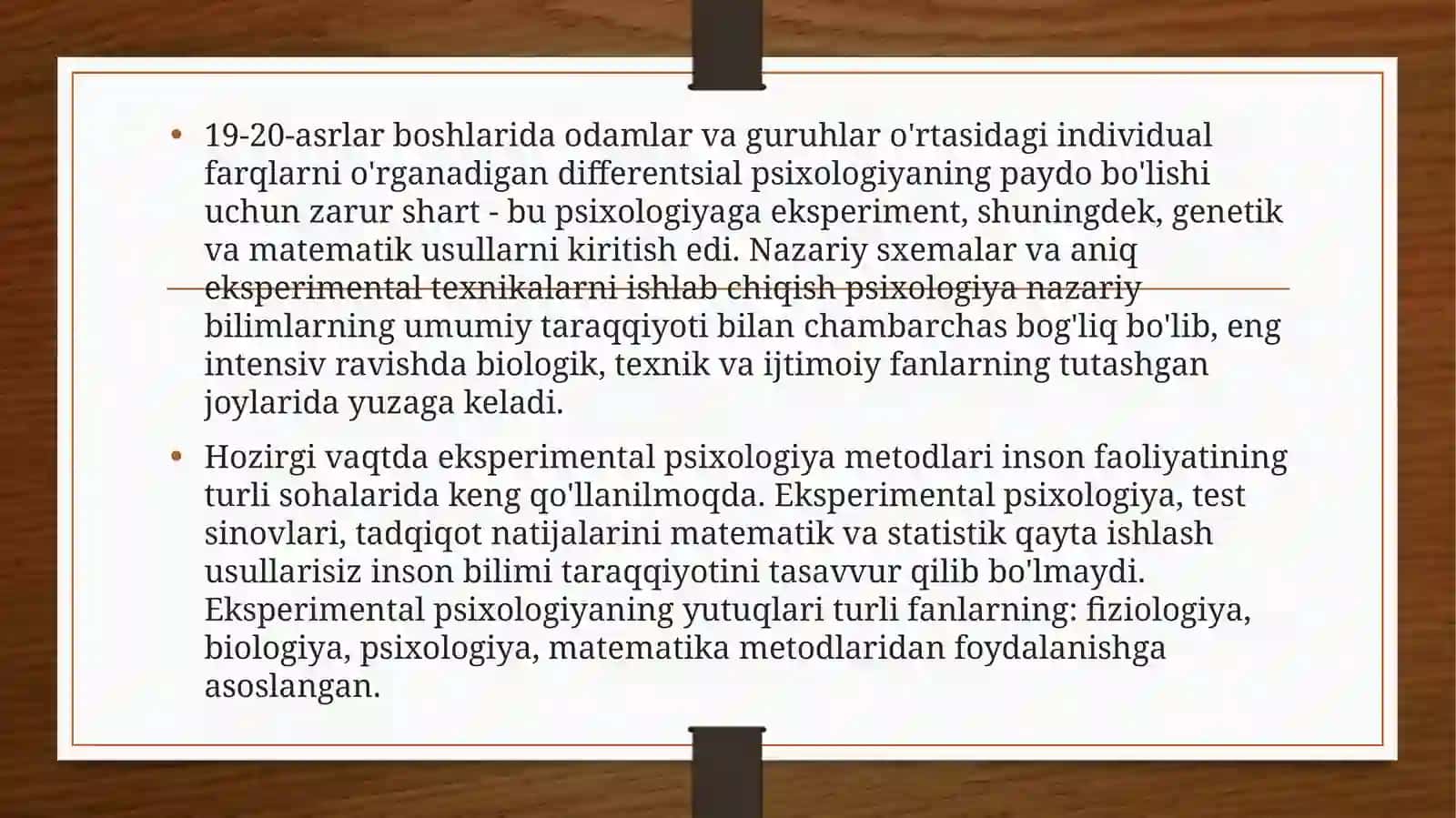 Eksperimental psixologiya fanidan Mustaqil ishi 4