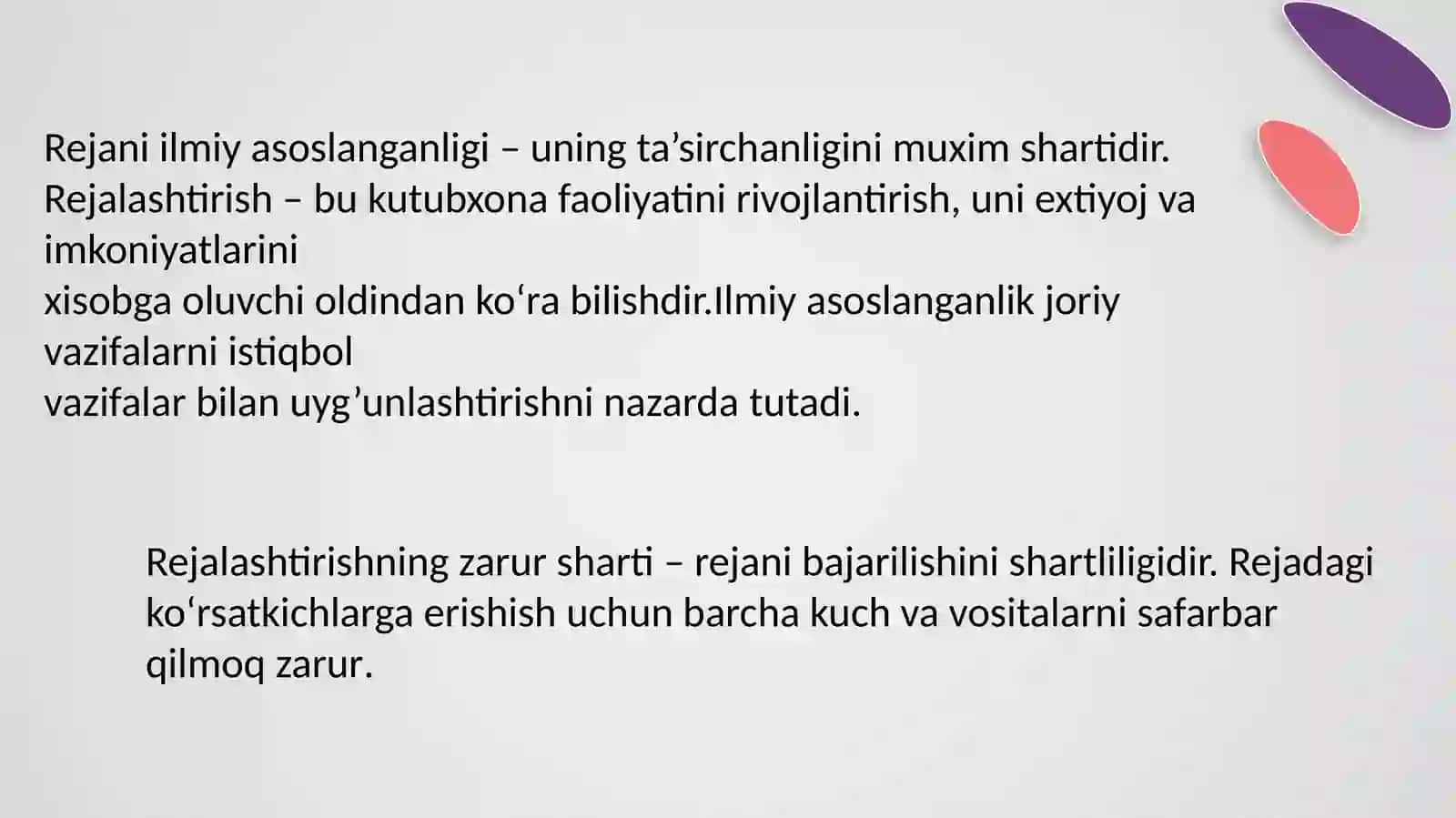 Mavzu: Kutubxona- axborot faoliyatini rejalashtirish 4