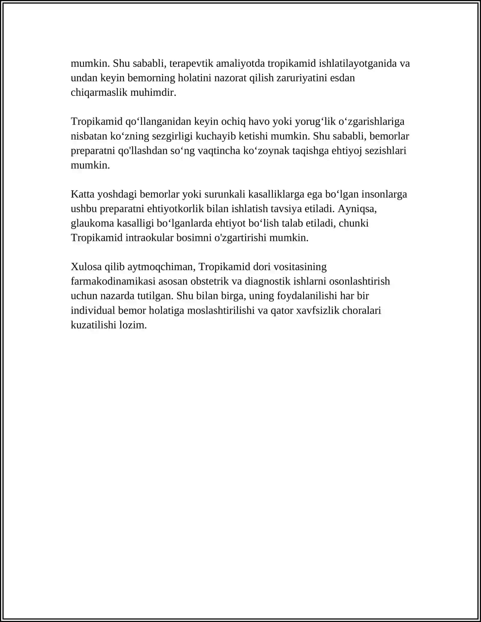 TROPIKAMID DORI VOSITASINING FARMAKOLOGIYASI 4