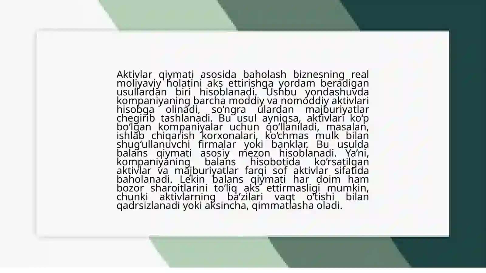 Biznes qiymatini baxlash usullari 4