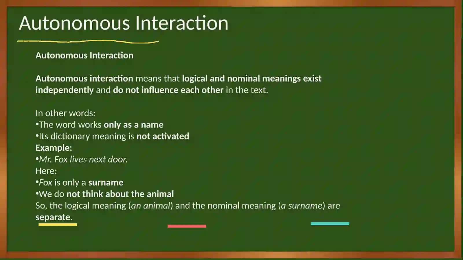 Interaction of Logical and Nominal Meanings: Autonomous 4