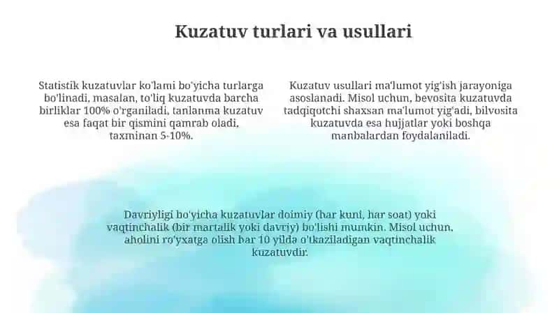 Statistik kuzatish metodi 4