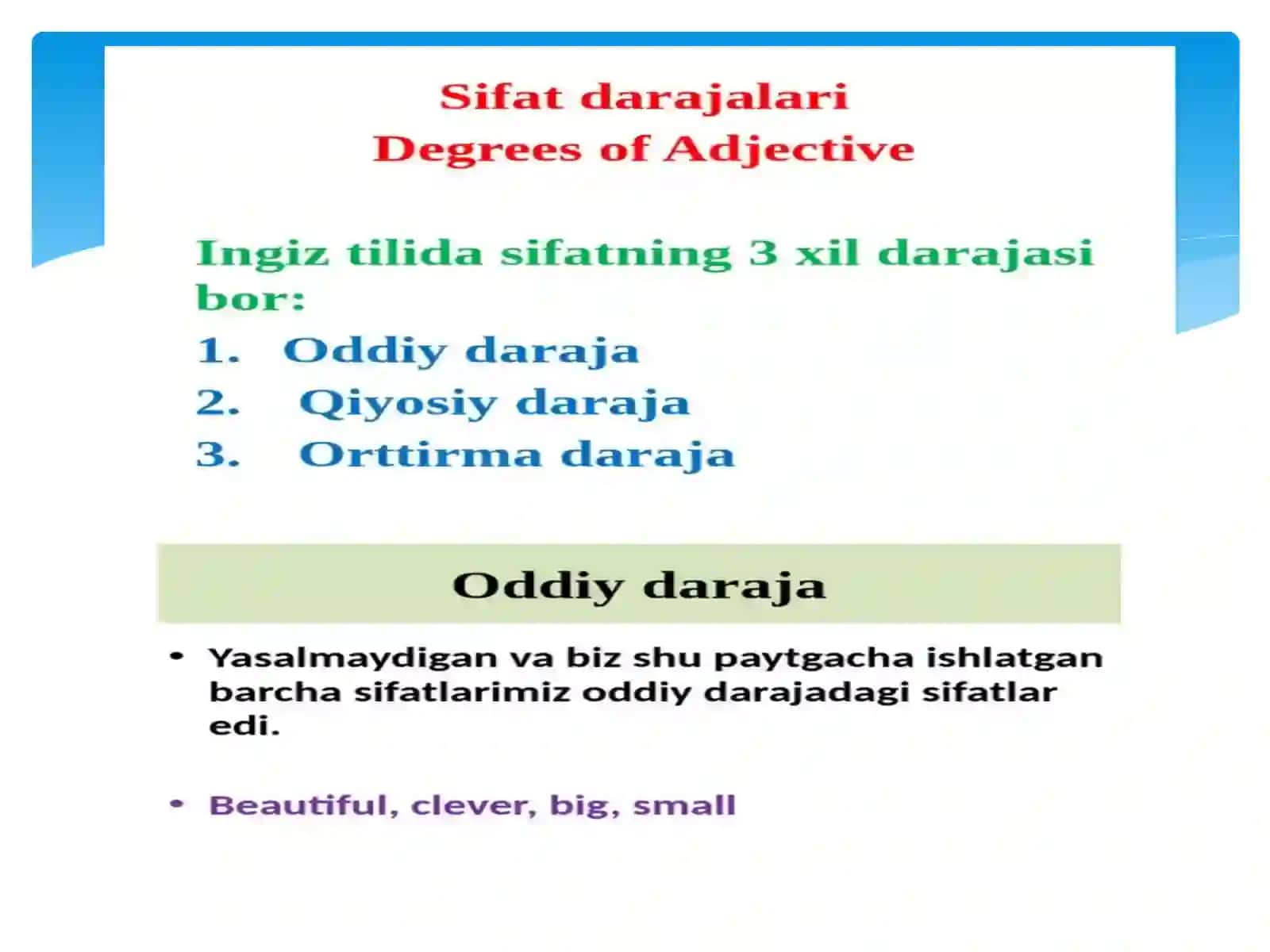 Qiyosiydaraja,,Definition of the Comparative Degree’’ 4