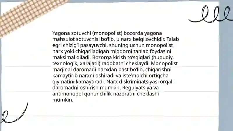 Monopol firmalarning xususiyatlari 4