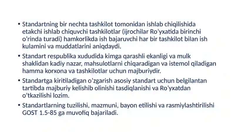 Standartlarni yaratish va tadbiq etish 4