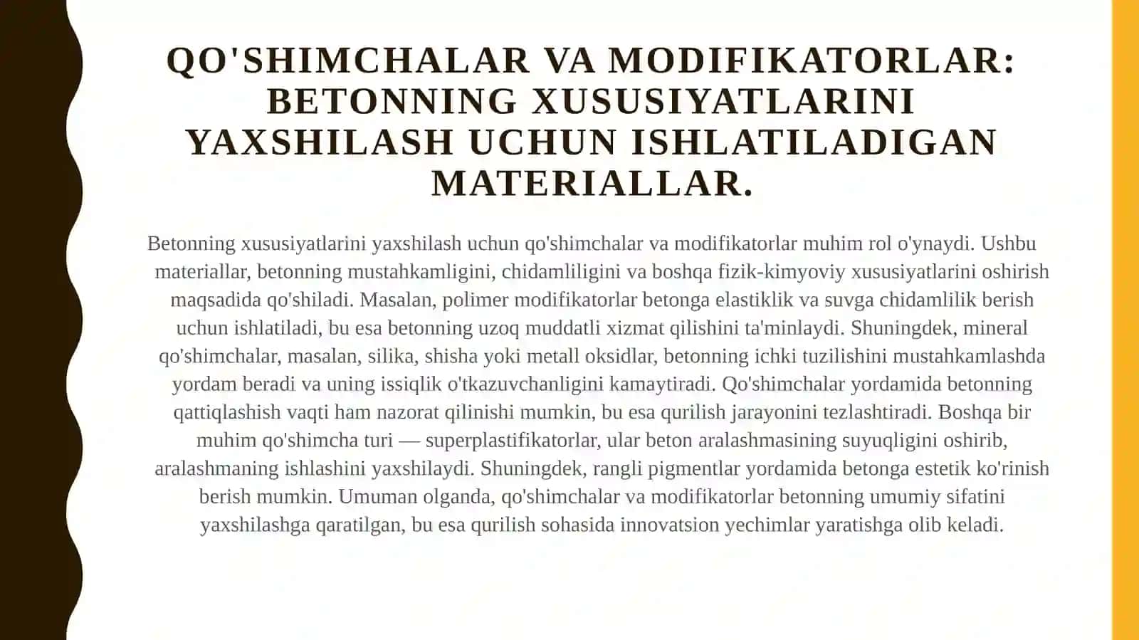 Beton uchun ishlatiladigan materiallar. 4