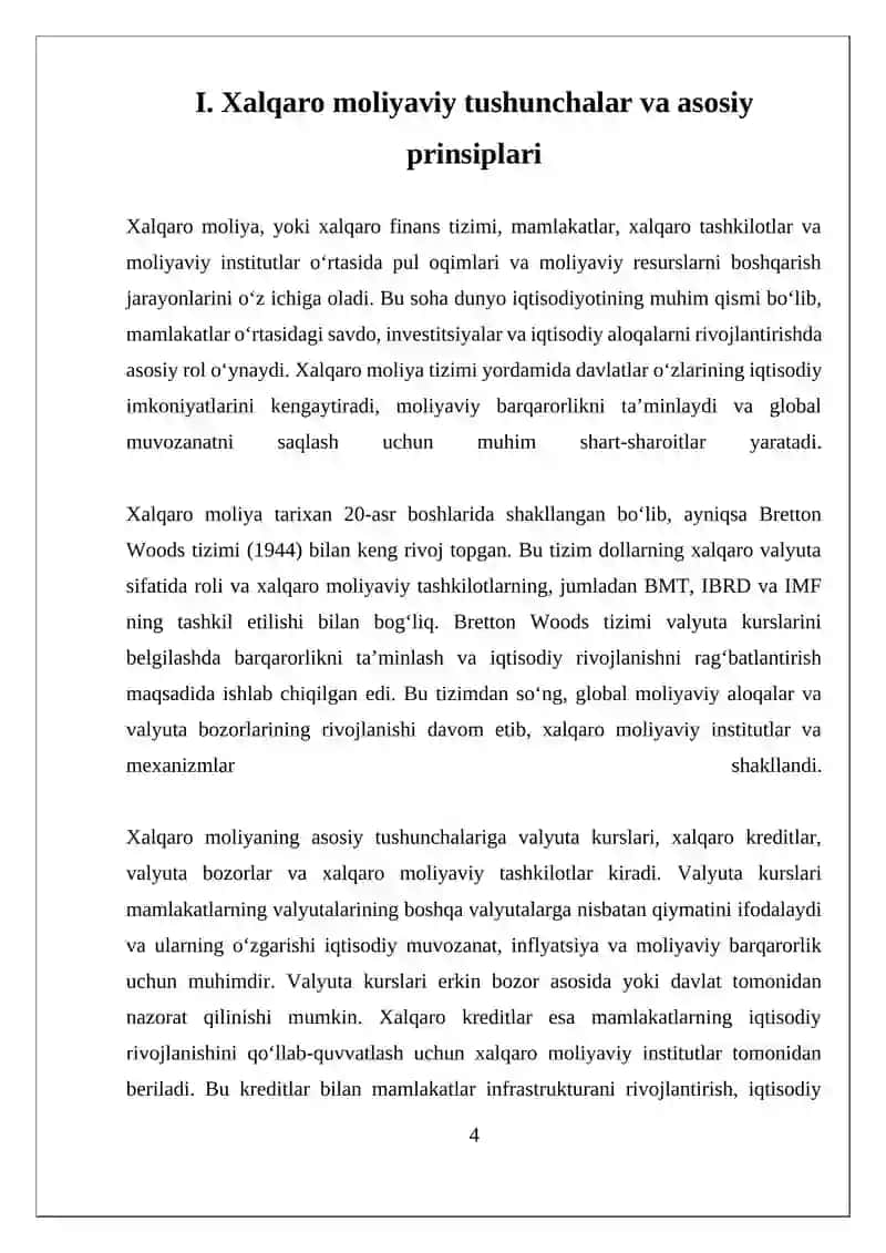 Xalqaro Moliya va Finans Tizimi 4