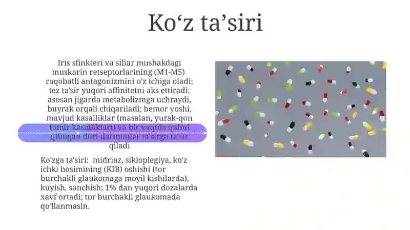 Tropikamid dori vositalarining farmakalogiyasi 4