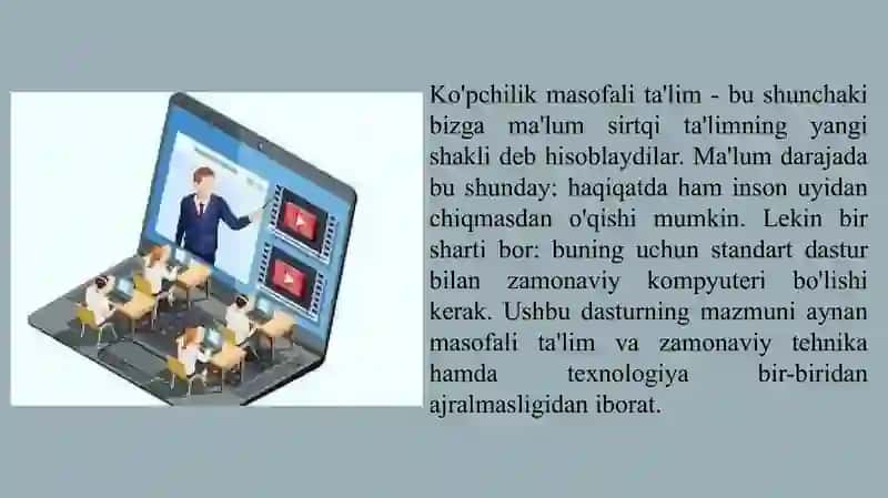 MASOFADAN O’QITISHNI TASHKIL ETISH. 4