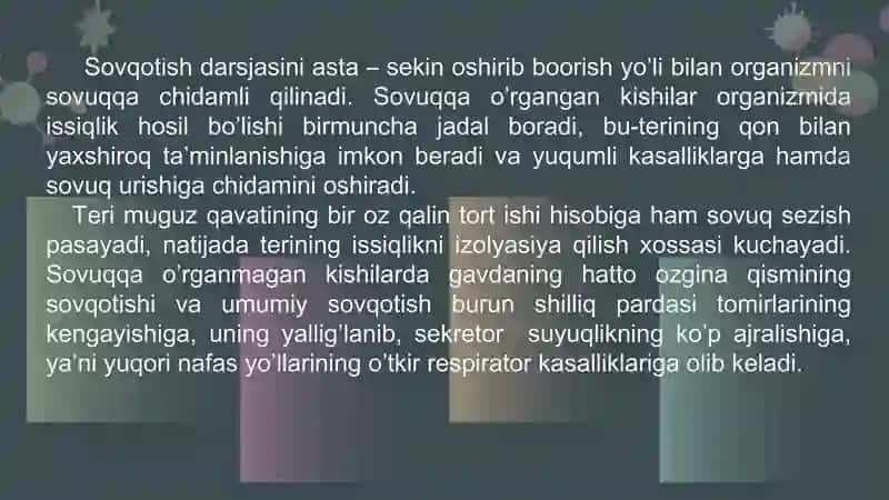 Organizmni chiniqtirish usullari 4