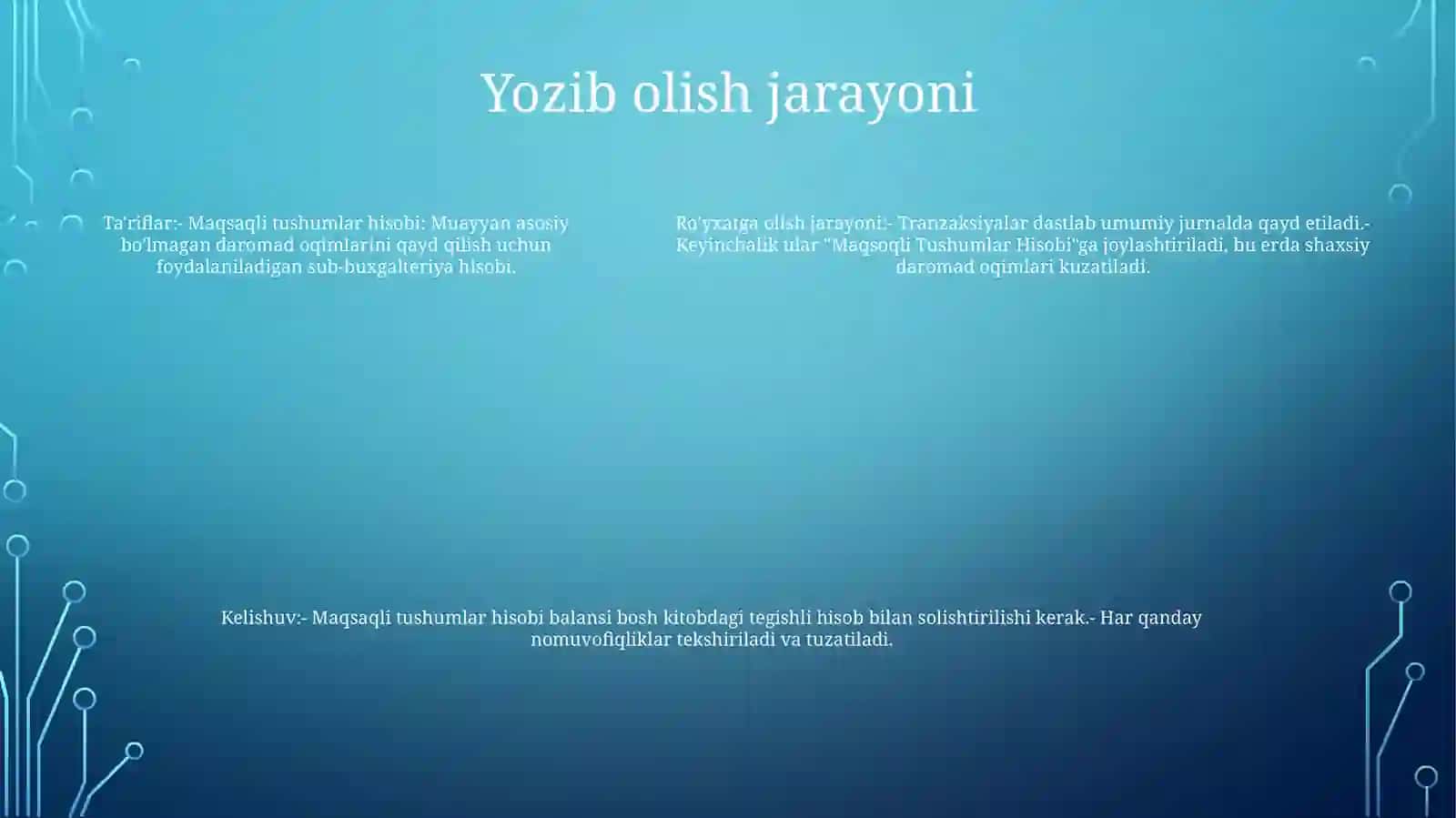 Maqsaqli tushumlar hisobi 4