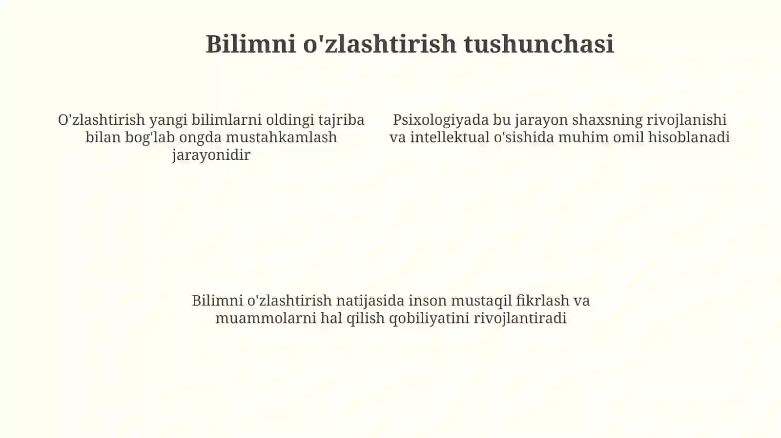 Psixologiyada bilimni o'zlashtirish 4
