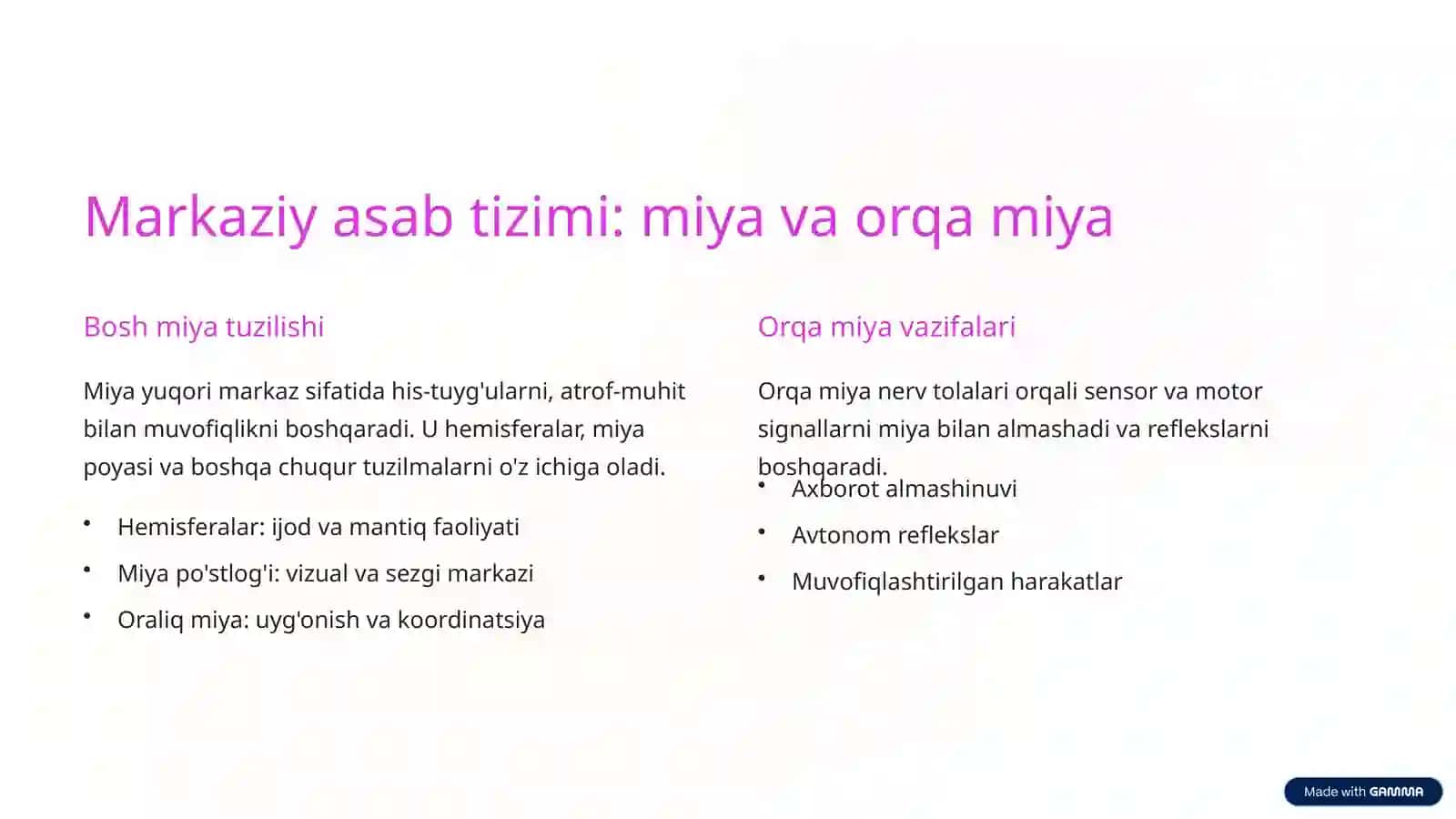Asab markazlarining o'ziga xosligi 4