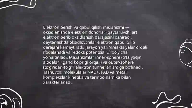 Oksidlovchi va qaytaruvchilarning hossalari 4