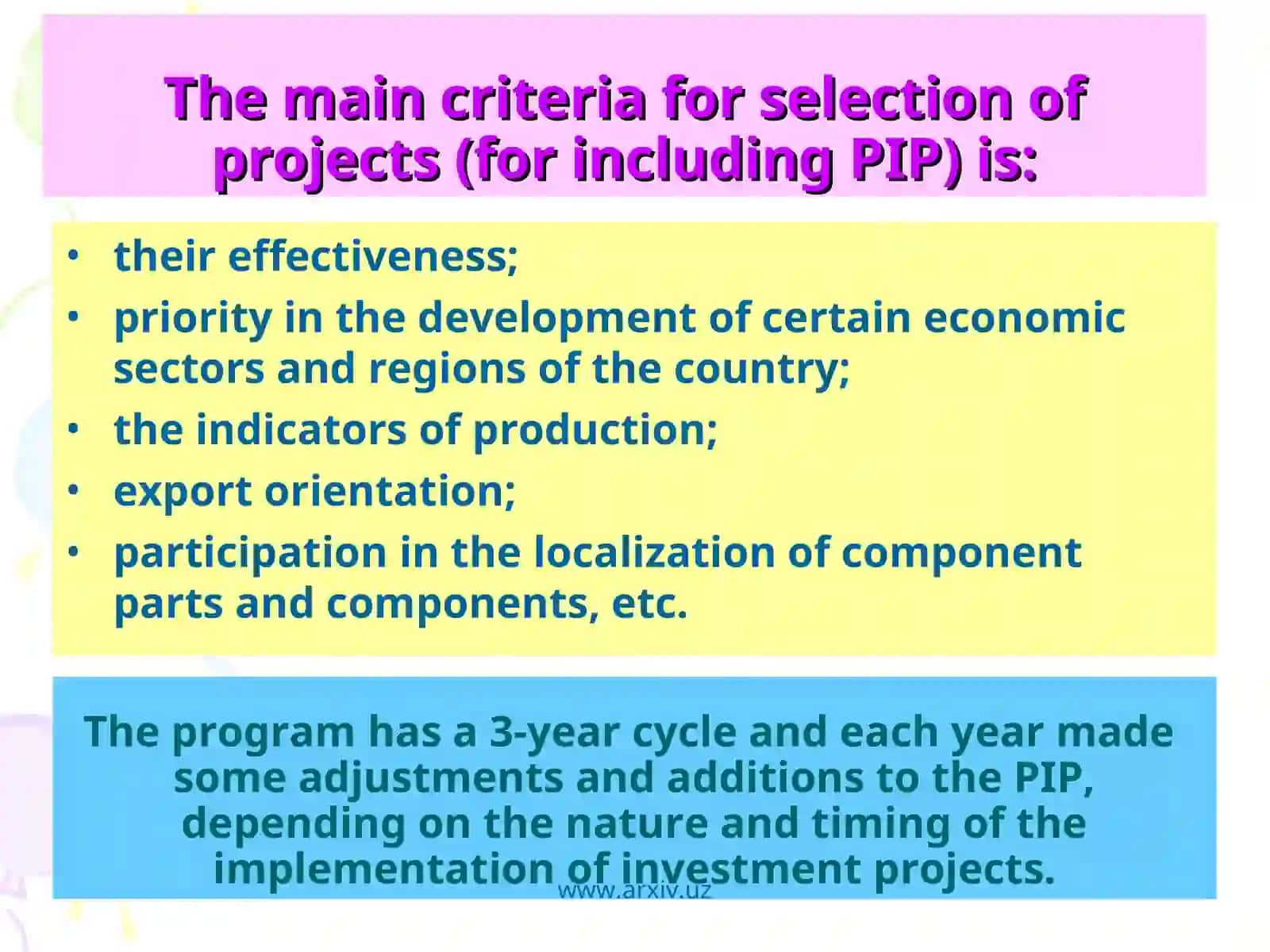 Formation of Public Investment Program (PIP) 4