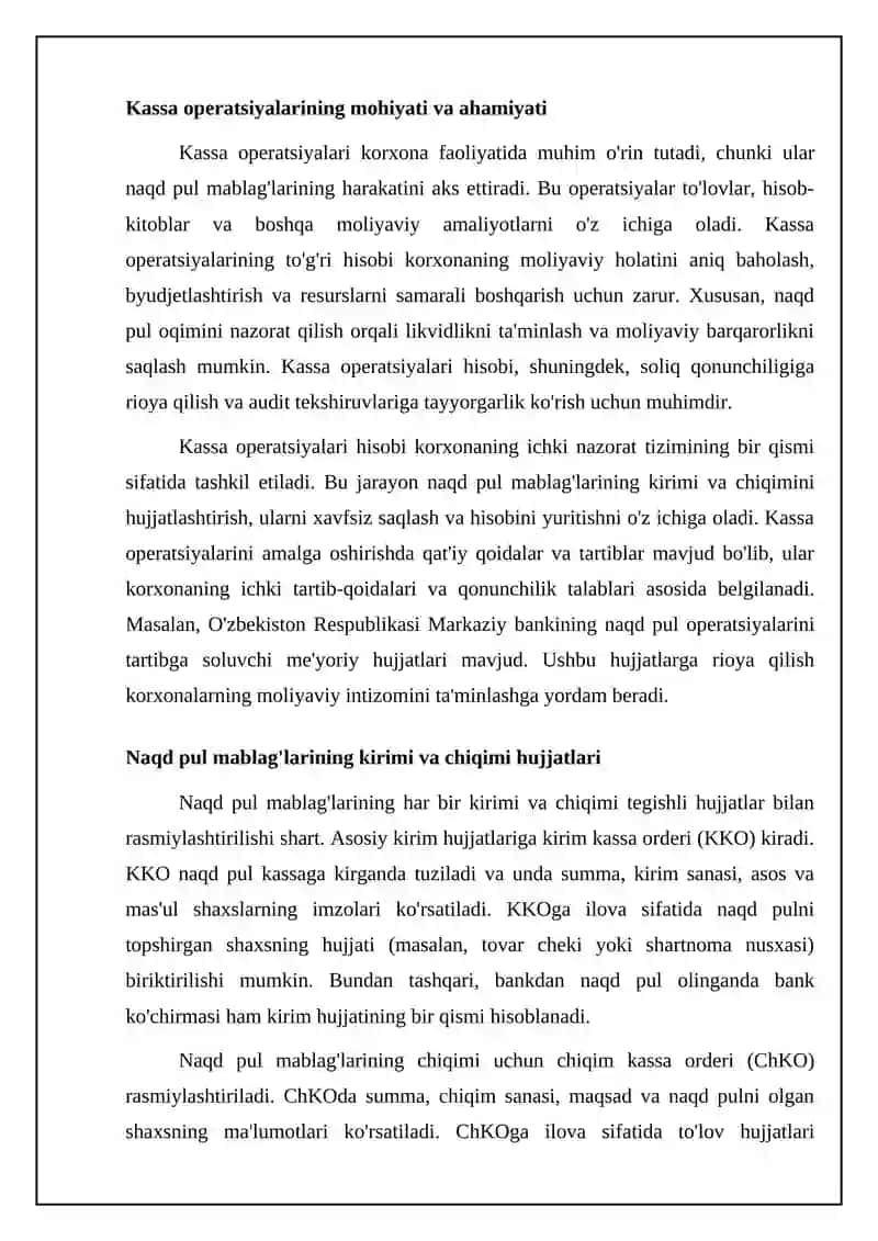 Kassa operatsiyalari hisobi 4