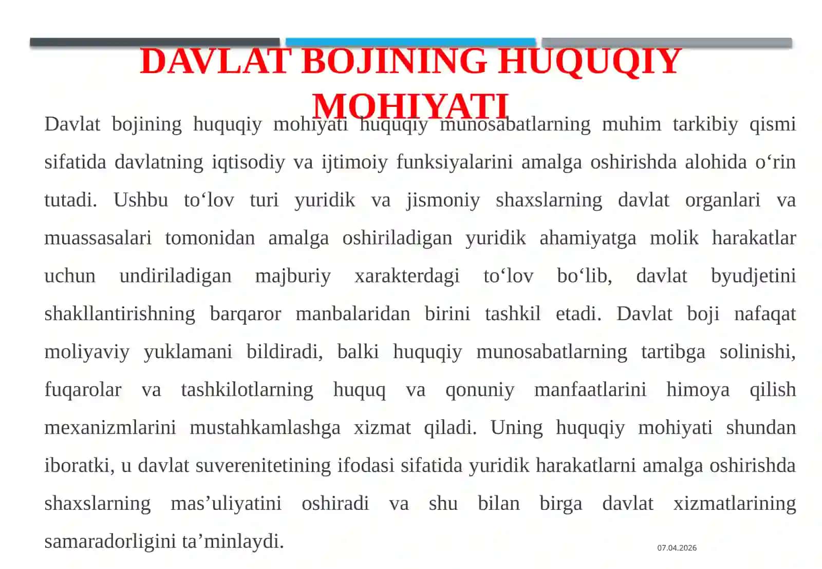 Davlat bojidan ozod qilish asoslari 4