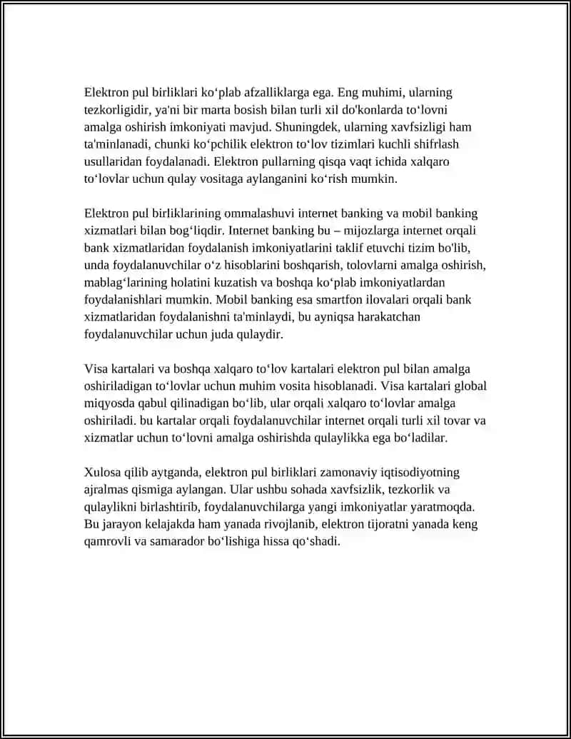 ELEKTRON PUL BIRLIKLARI. INTERNET BANKING. MOBIL BANKING WEB MONEY TRANSFER. VISA KARTALARI 4