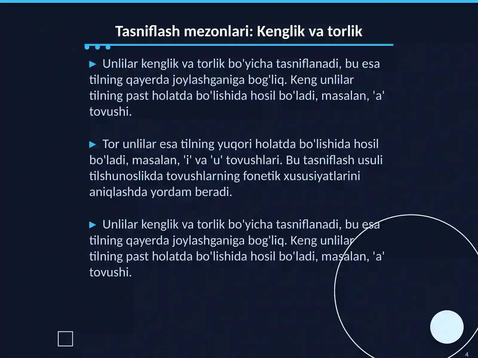 Unlilar tasnifi va tavsifi 4
