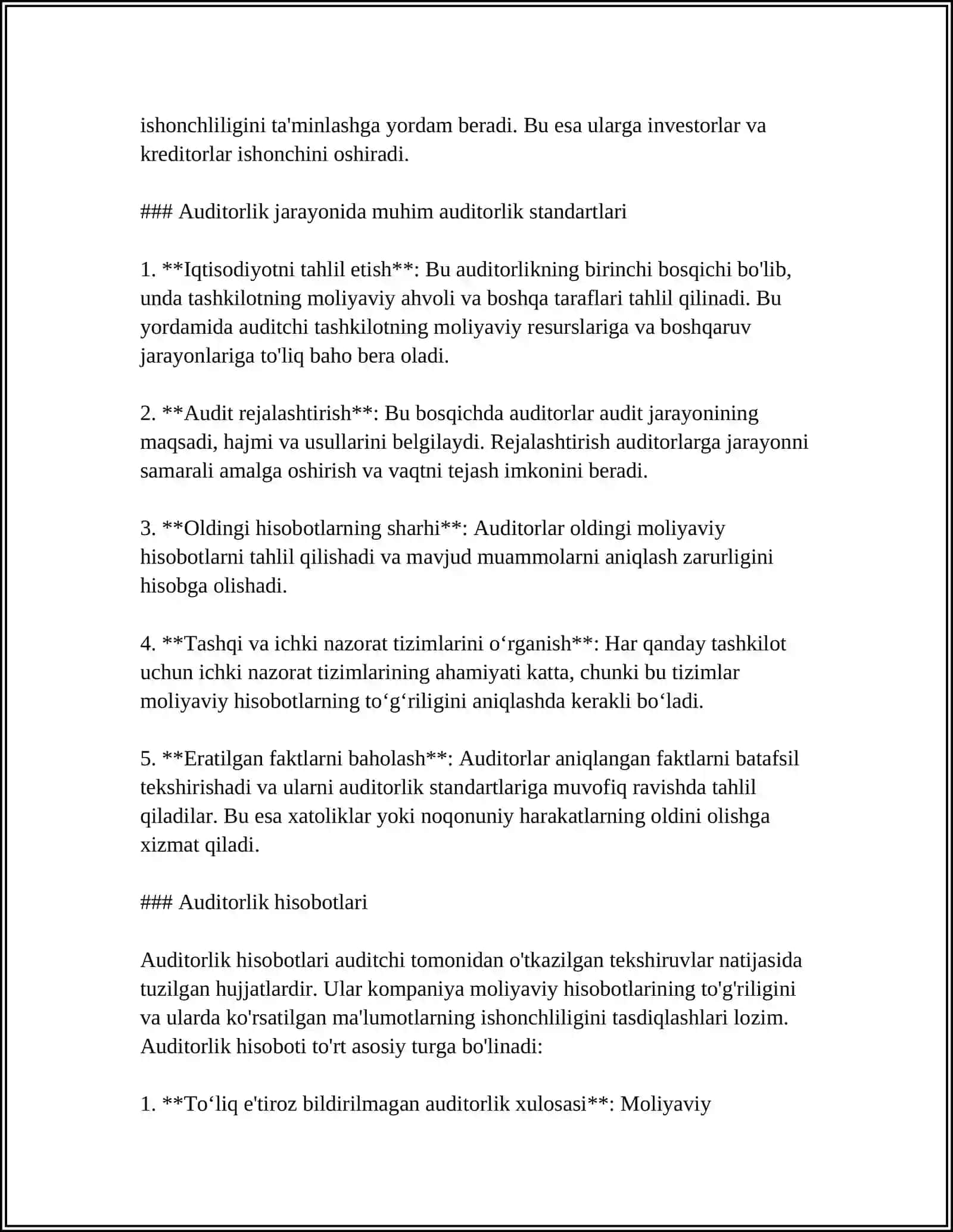 MOLIYAVIY HISOBOTLAR YUZAAIDAN AUDITOR XULOSASI 4