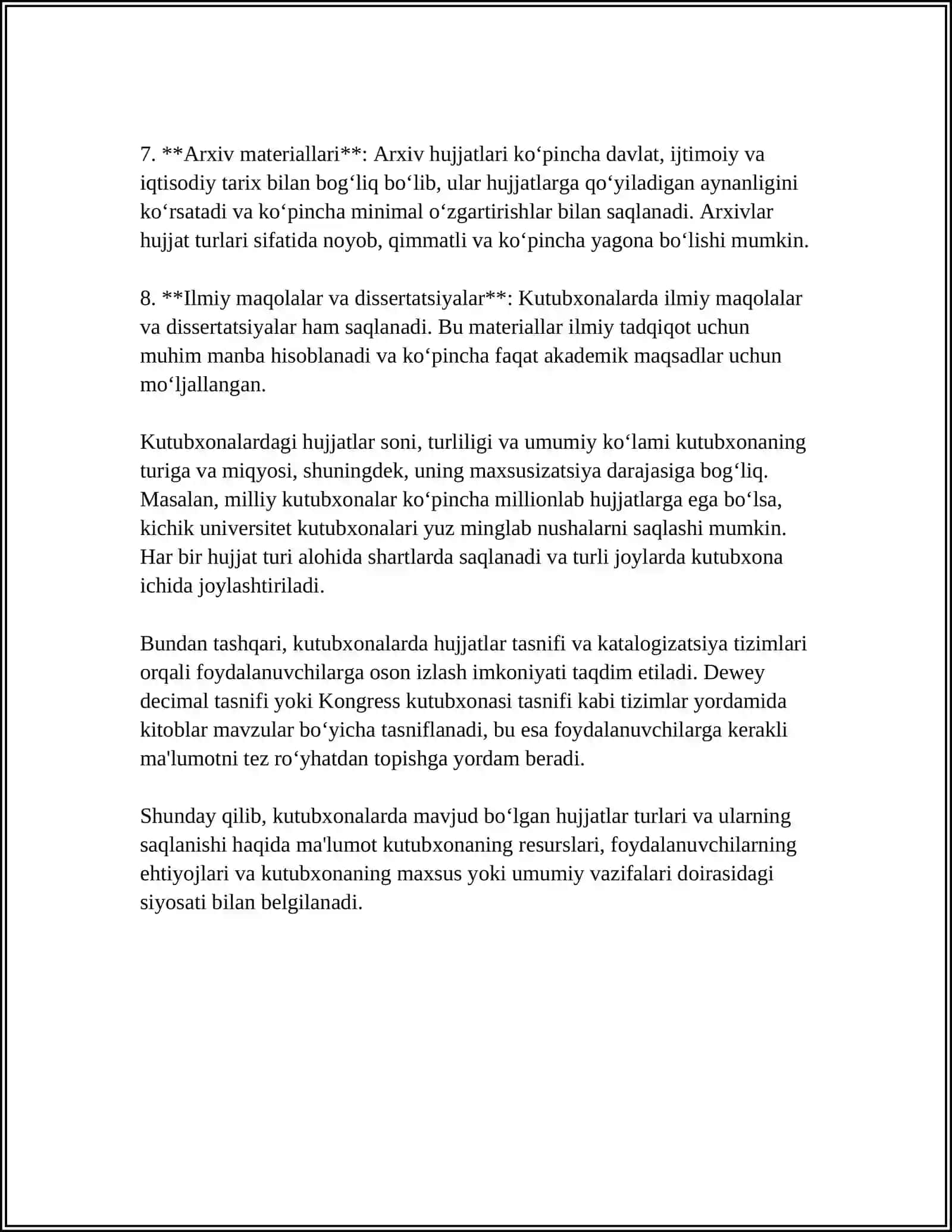 KUTUBXONA HUJJATLARI HAQIDA 4