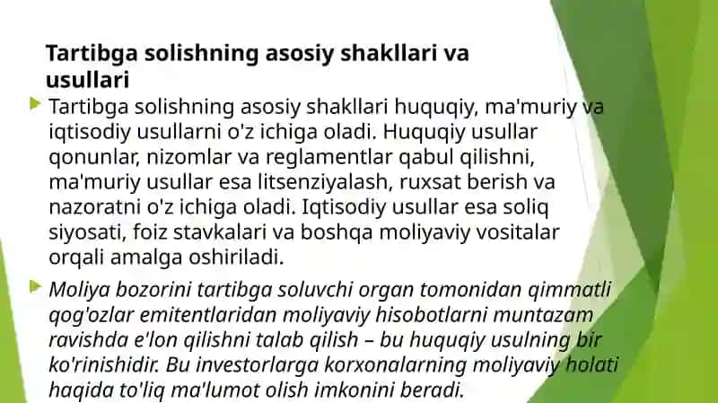 Moliya bozorini tartibga solish 4