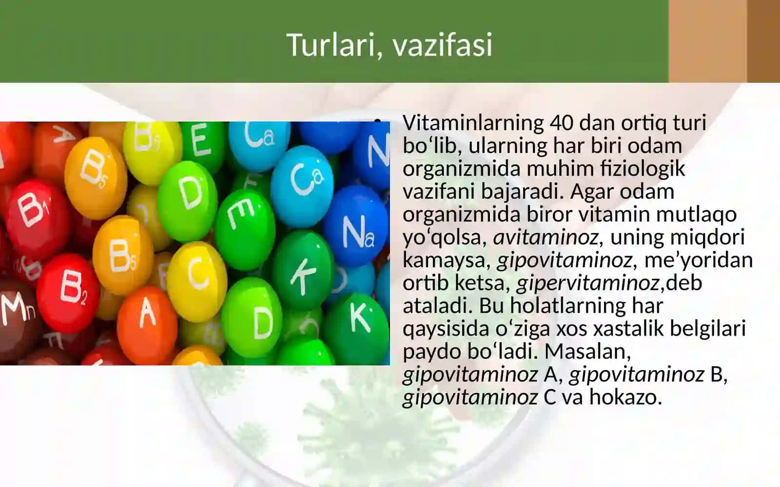 Vitaminlar            DARS ISHLANMASI 4