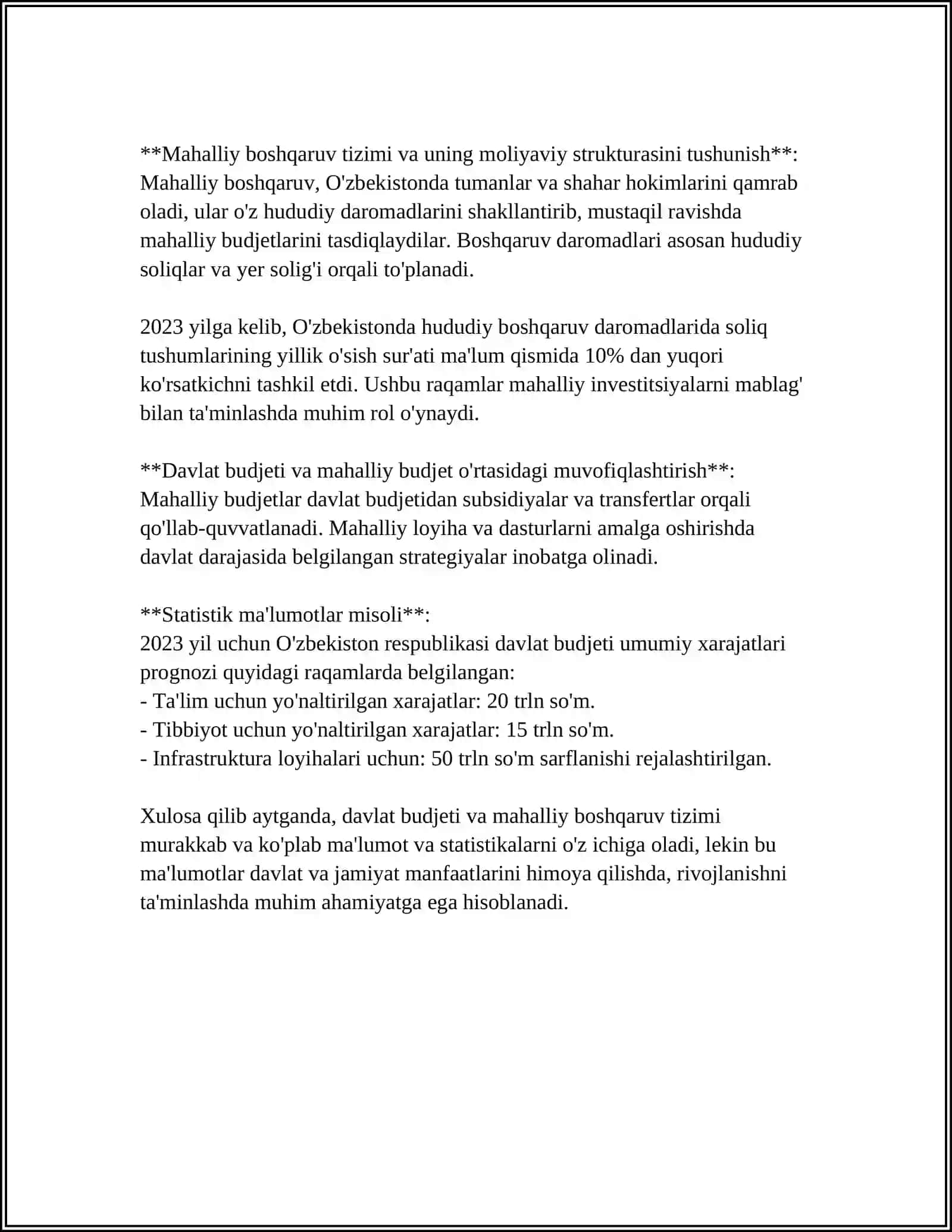DAVLAT BUDJETIDAN MAXALLIY OʻZ OʻZINI BOSHQARISHGA QILINGAN XARAJATLAR 4