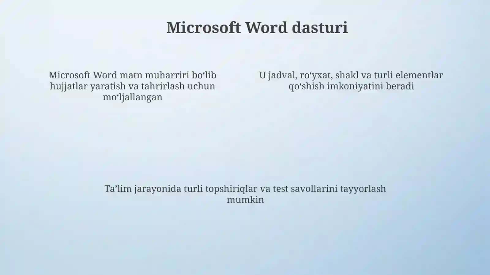 Microsoft Word da testlarning taʼlimdagi ahamiyati 4