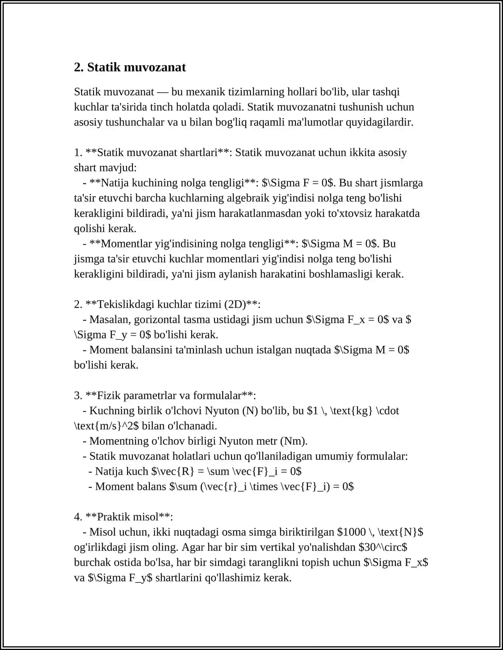 Statik muvozanat 4