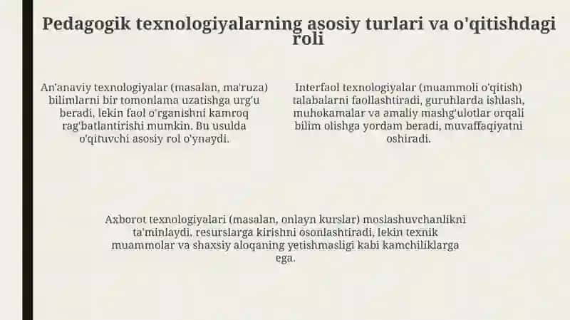 Pedagogik Texnikalar haqida tushuncha 4