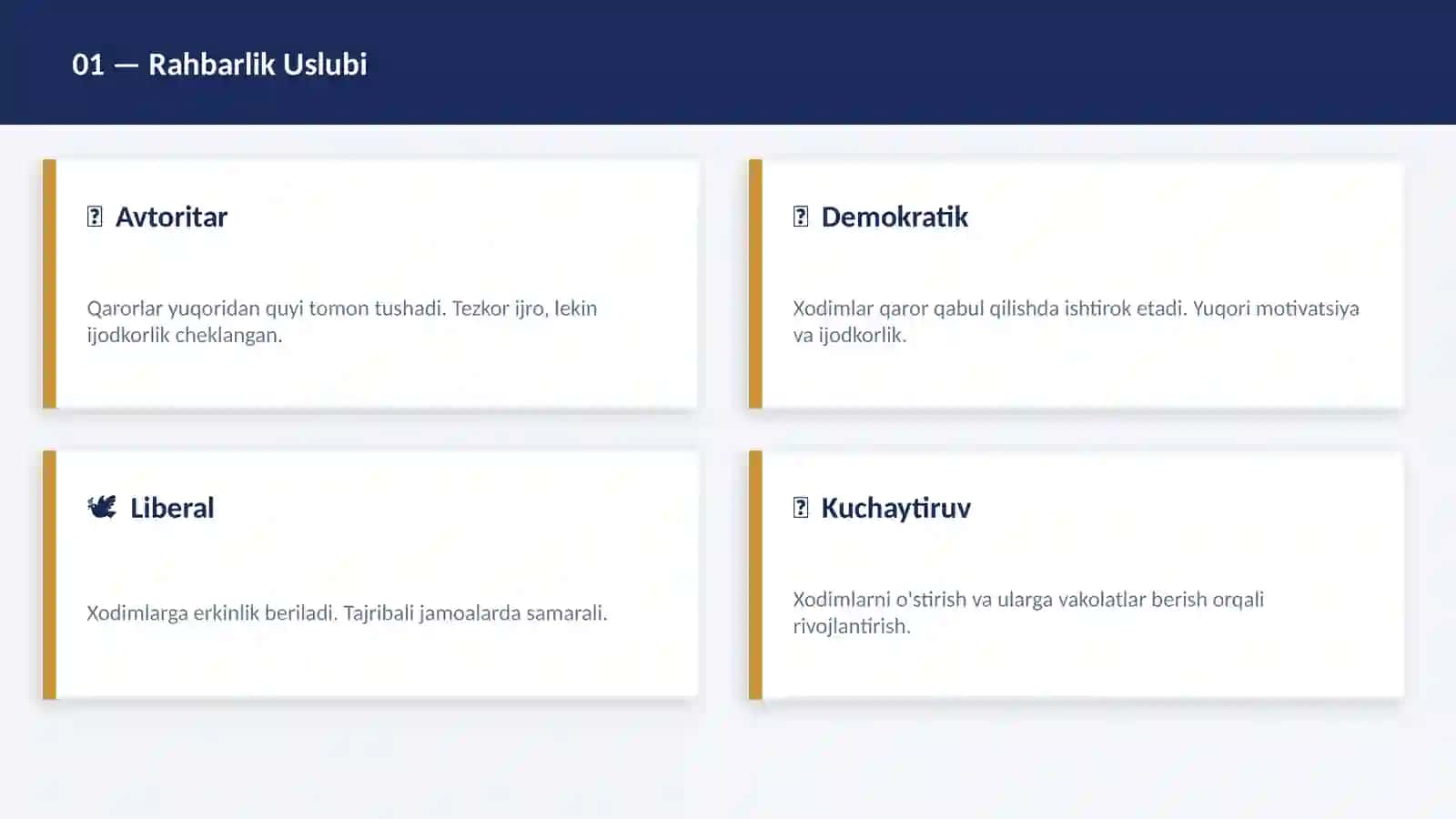 BOSHQARISH MADANIYATI omillari 4