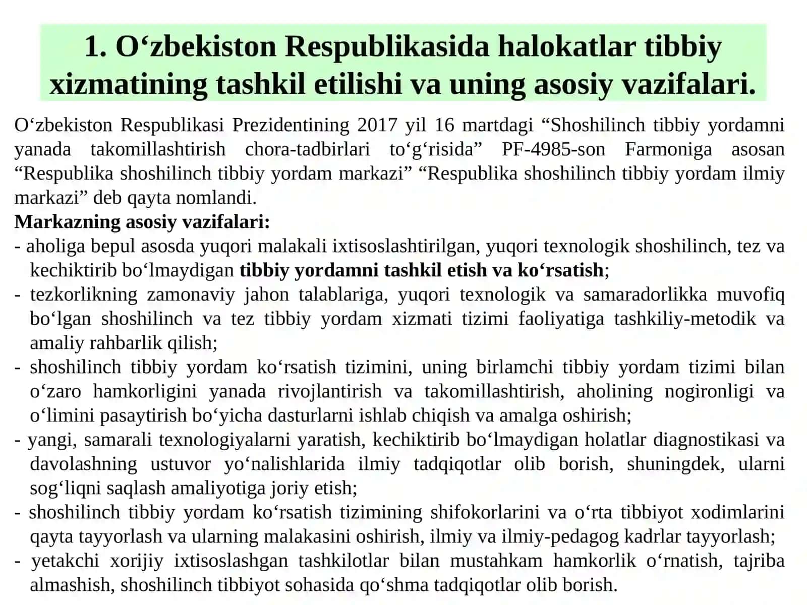 Xalokatlar tibbiyoti 4
