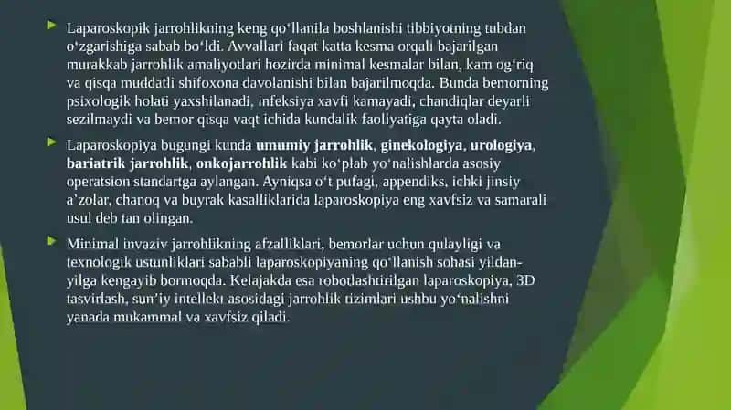 Laparoskopiyaning jarrohlikda qo'llanilishi. 4