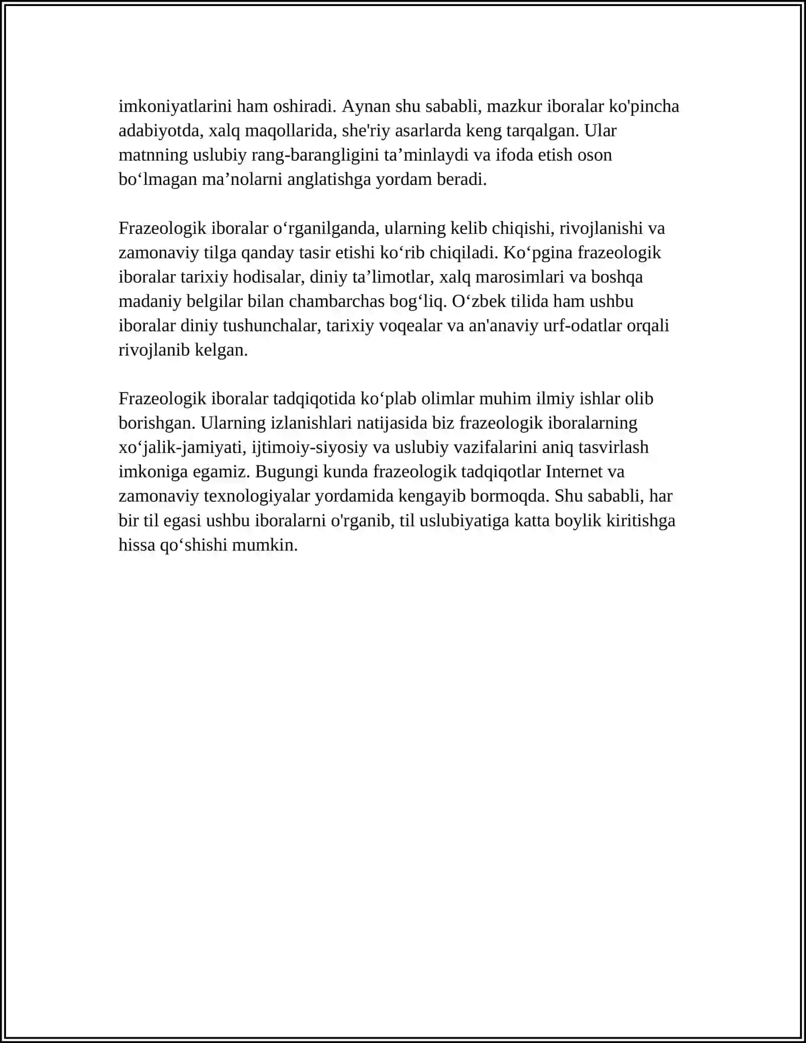 MUSTAQIL ISH Mavzu: FRAZEOLOGIK BIRLIKLAR 4