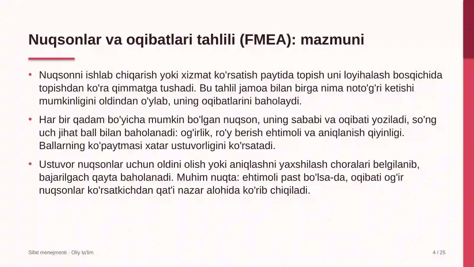 Sifat menejmenti · Oliy ta'lim 4