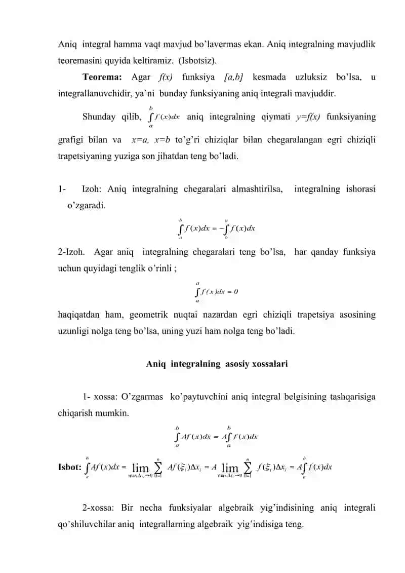 Aniq integral tushunchasini tadbiq qilib yechiladigan masalalar 4