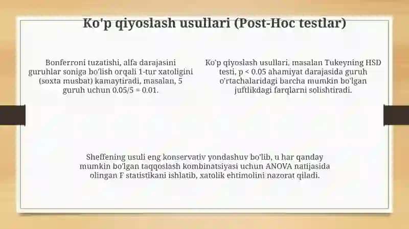 Statistikadavariatsiyanibaholashusullarivadispersiontahlilasoslari 4