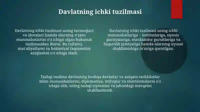 Davlatning ichki va tashqi tuzulish shakli 4