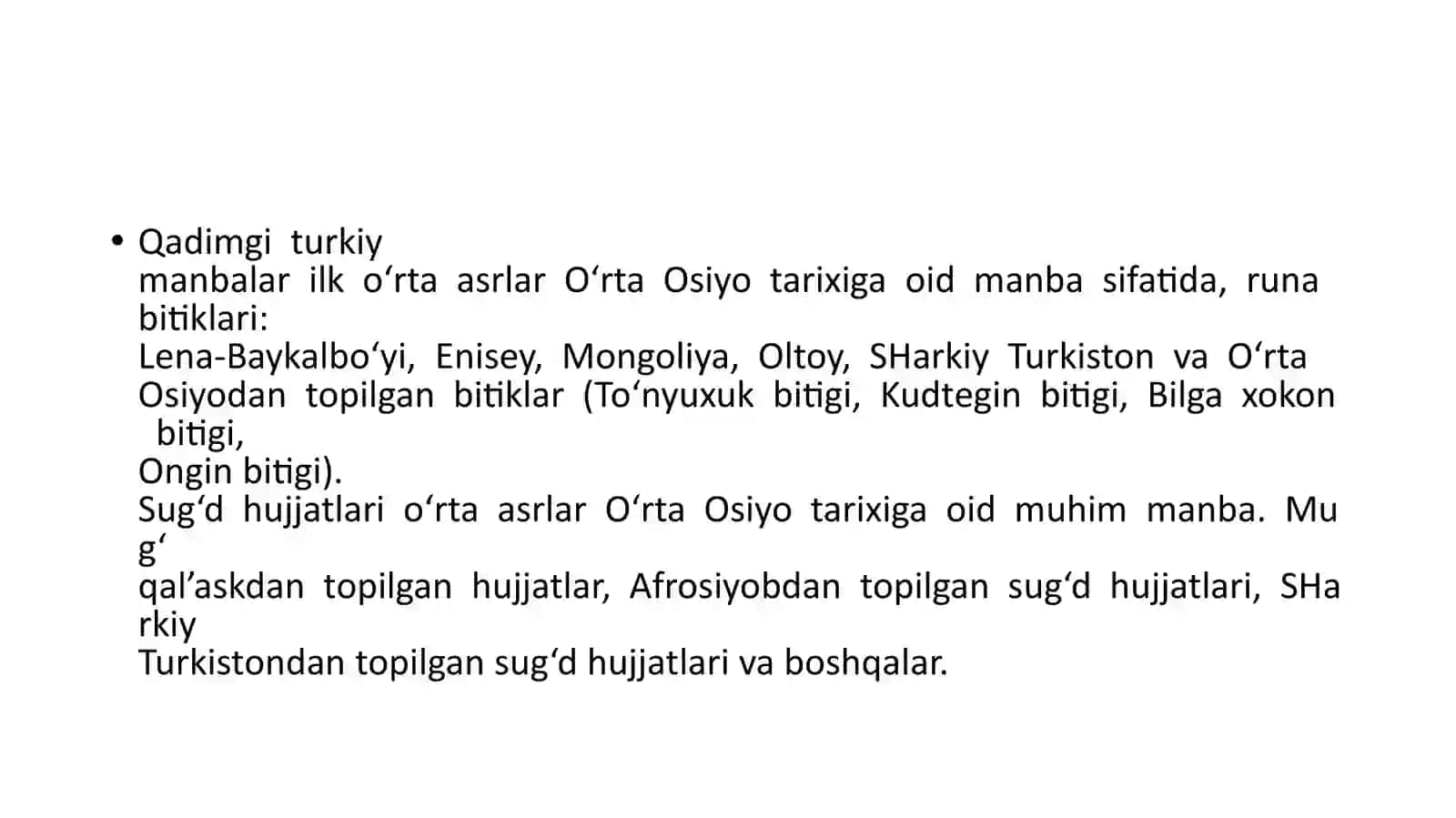 ARAB YOZUVIGACHA ILK O’RTA ASR YOZMA MANBALAR TAHLILI 4