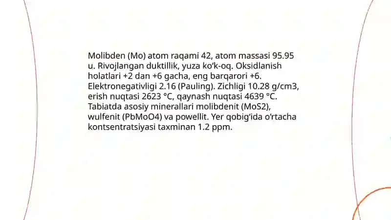 Molibdenning inson salomatligiga tasiri va ahamiyati 4