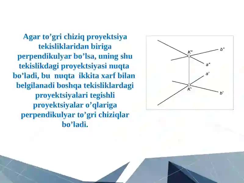 Tekisliklar va to'g'ri chiziqlarning o'zaro joylashuvi 4